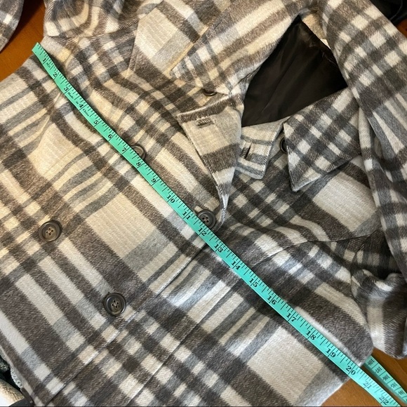 Sundance Brown Plaid Double Breasted Wool Blend Pea Coat Womens M - Picture 6 of 6